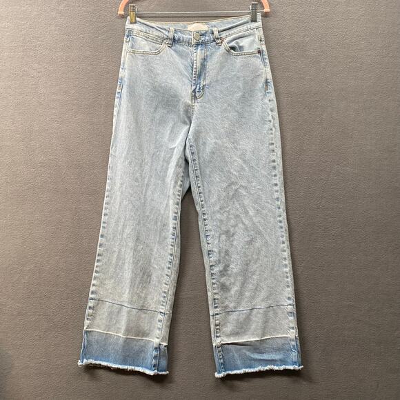 Habitual Wide Leg Jeans Womens 4/27 Blue Raw Hem High Rise Denim Light Wash - Picture 1 of 13